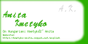 anita kmetyko business card